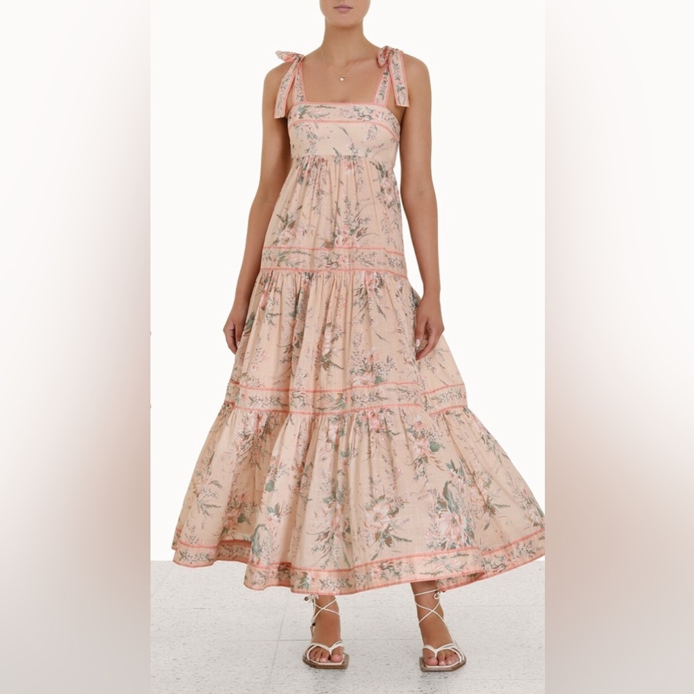 NWT ZIMMERMANN MOONSHINE TIE SHOULDER DRESS (CREAM FLORAL)